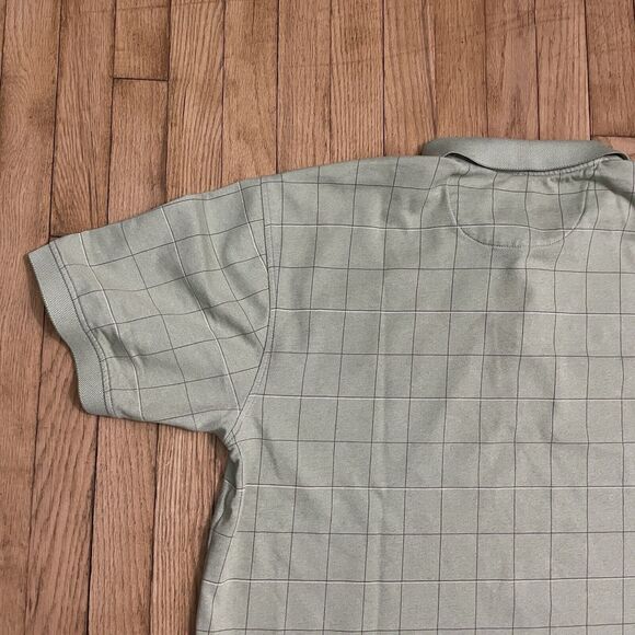 Arrow Men Polo Shirt XXL Green Plaid Short Sleeve Collar Casual Pullover Buttons - Picture 10 of 10